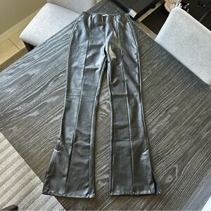 Abercrombie & Fitch Black Bootcut Vegan Leather Pants, Small Tall